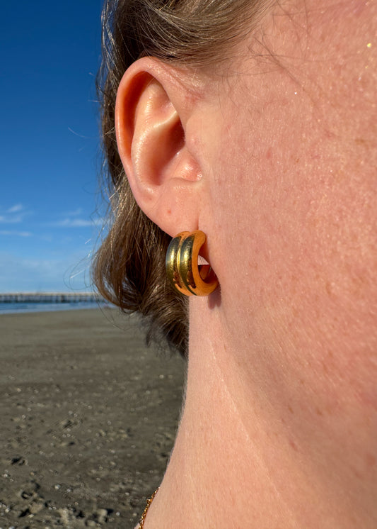 Double Macaroni Huggie Earrings
