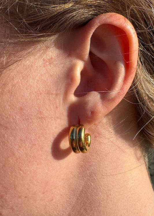 Double Macaroni Huggie Earrings
