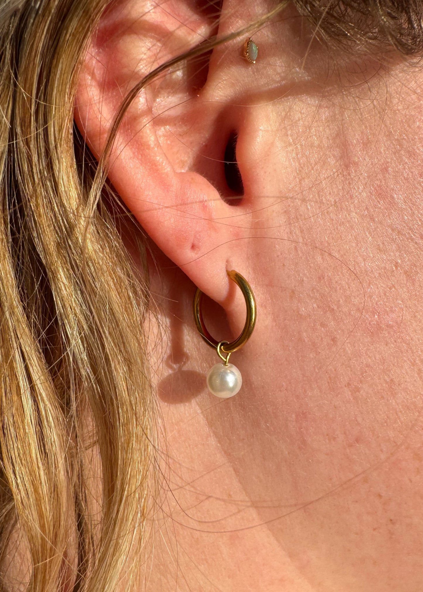 Pearl Huggie Earrings