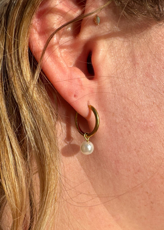 Pearl Huggie Earrings